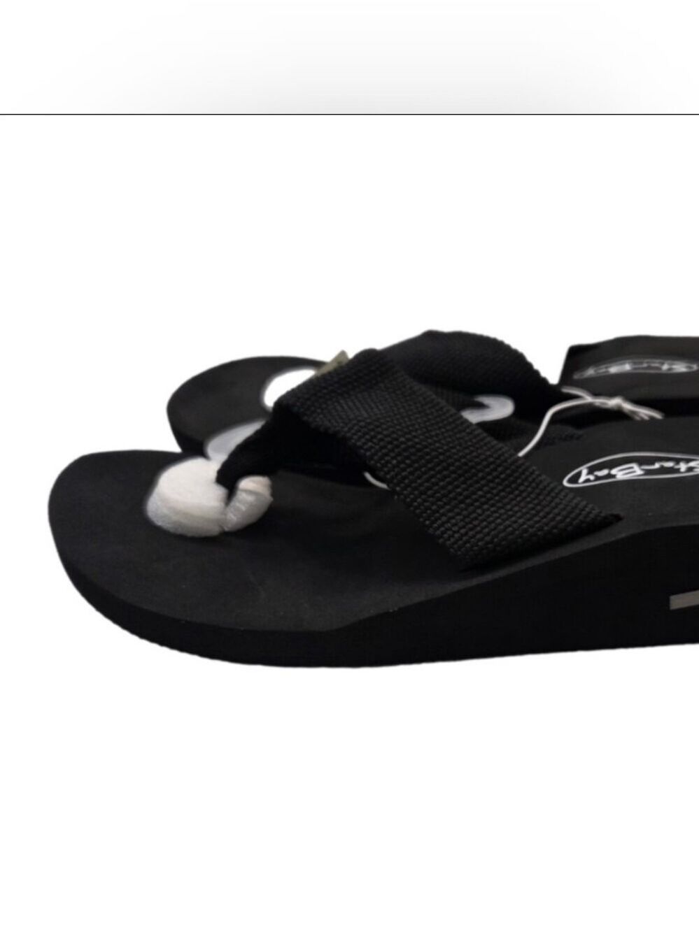 Star Bay Black Wedge Flip Flops Sandals Various Sizes